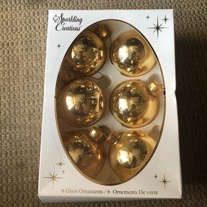 Sparkling Creations Six Glass Gold Ornaments